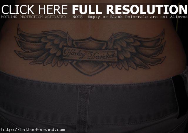 Lower Back Tattoos Harley Davidson Design