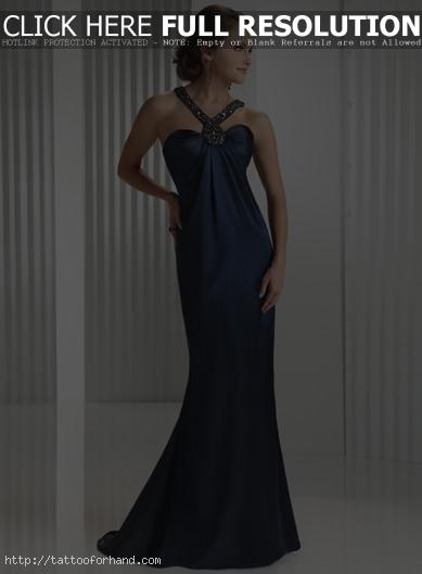 Midnight Blue Halter jeweled Sheath Prom Gown Evening Dress | PRLog