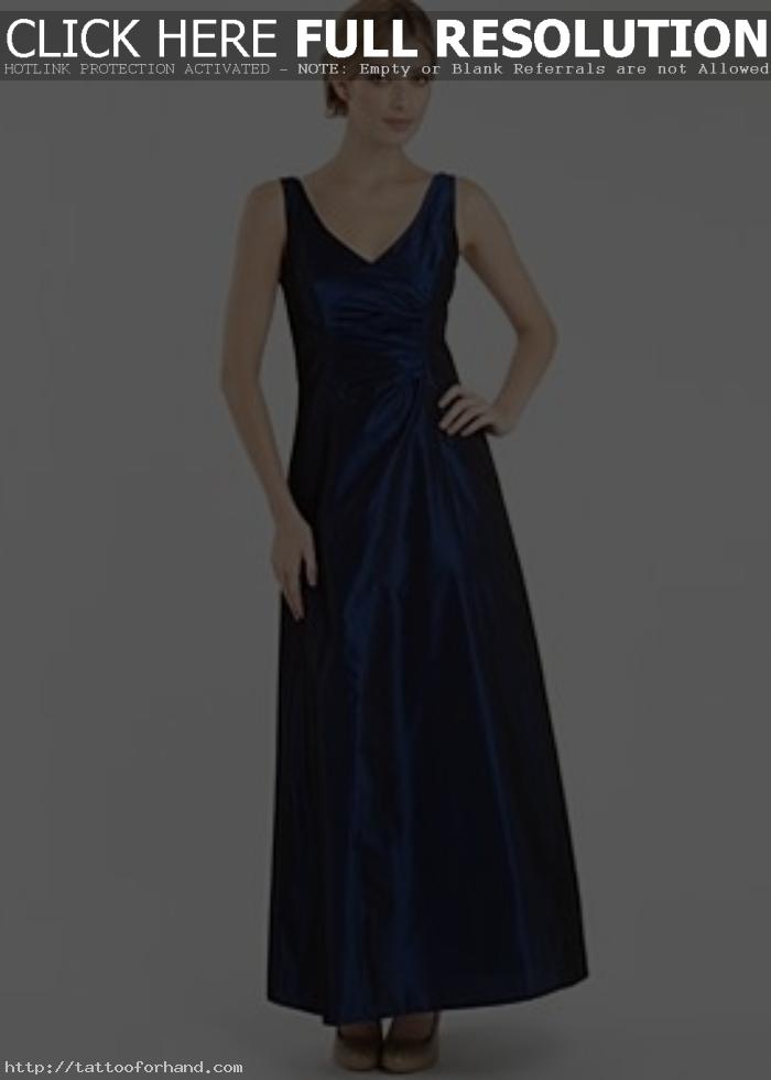 Midnight blue ruched ball gown by Debut Bridesmaid