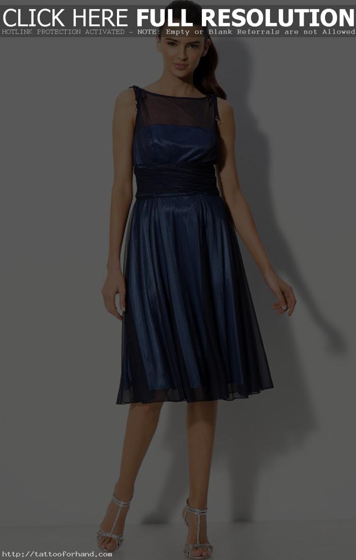 Bodice Chiffon Navy Cocktail Dress by Patra Elegant Cocktail Dresses