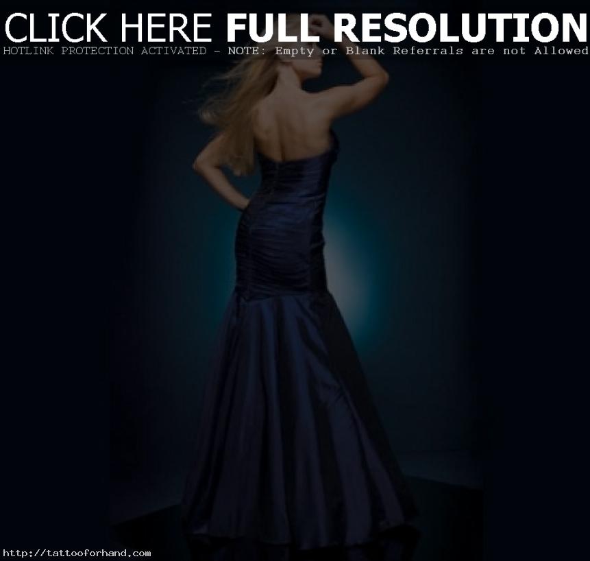 Midnight Blue Satin Gown Long Valentines Dresses