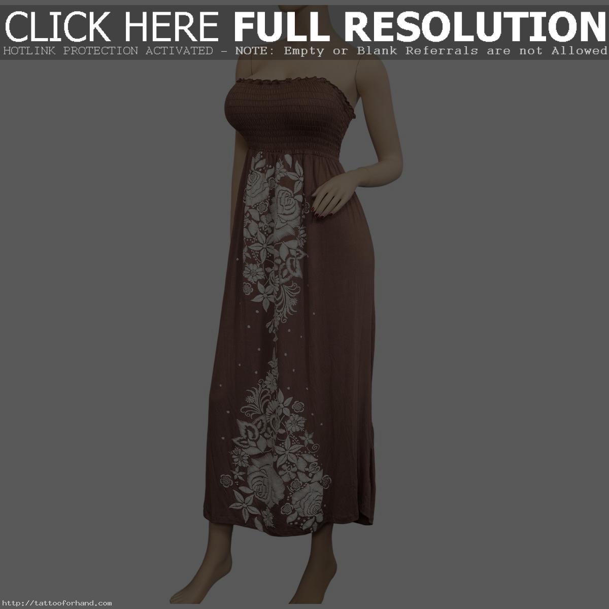 Plus size Floral Embroidered Maxi Babydoll Dress Brown Photo