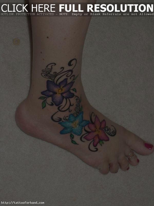 Flower Foot Tattoos For Girls 2013 Beautiful Flower Foot Tattoos