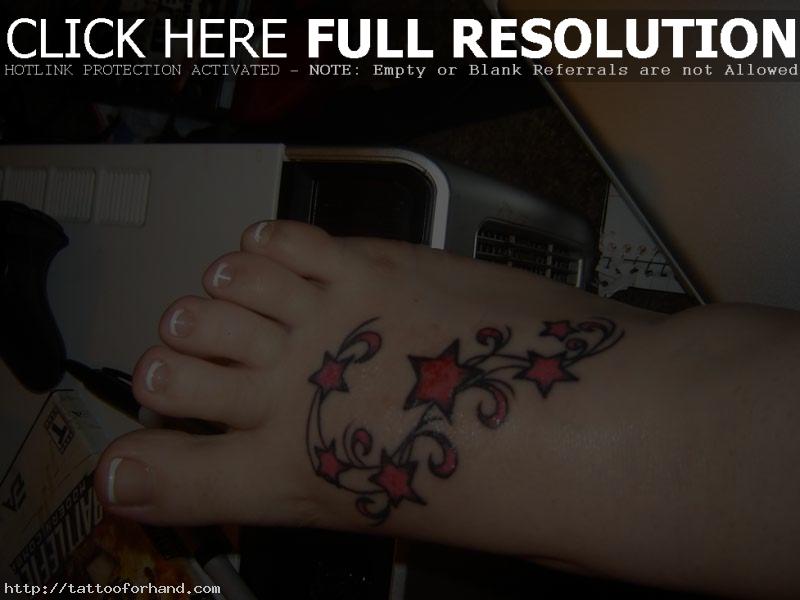 Star Foot Tattoos For Girls Red and Black Star Foot Tattoos For Girls