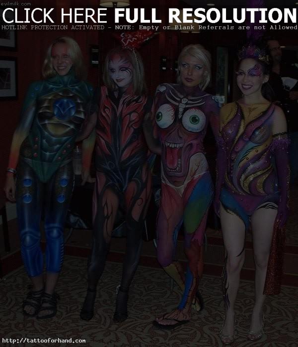 All body painting: full body paint on women