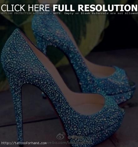 blue color sparkly prom shoes