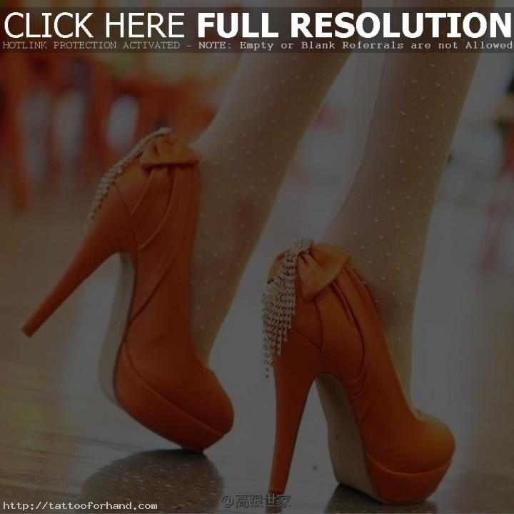 fashion shoes women - shoes in fashion 2013 2014 2015 -orange color heel shoes