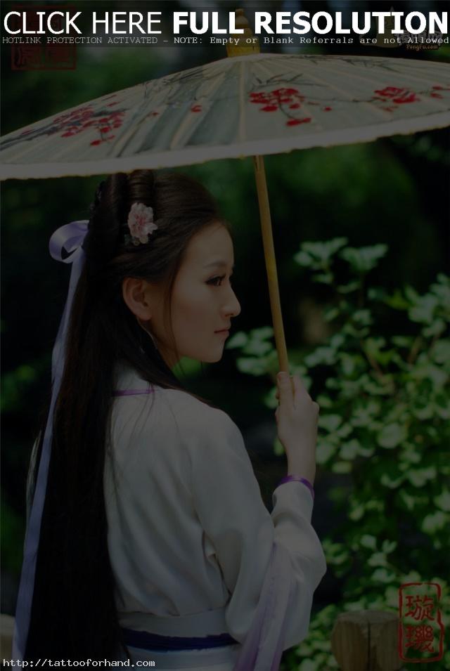 hanfu style with unbrella -traditional chinese clothing