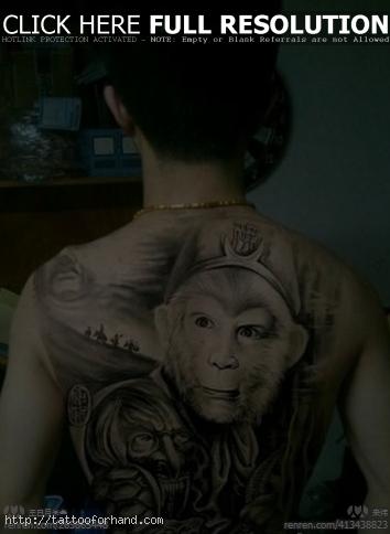 stone monkey tattoo -Chinese stone monkey back tattoo design