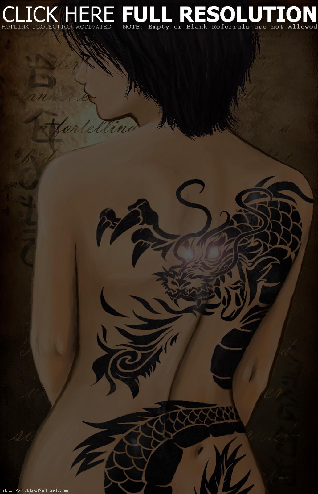 Anime Dragon Tattoo Design For Women